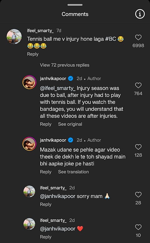 Janhvi Kapoor's reply to troll